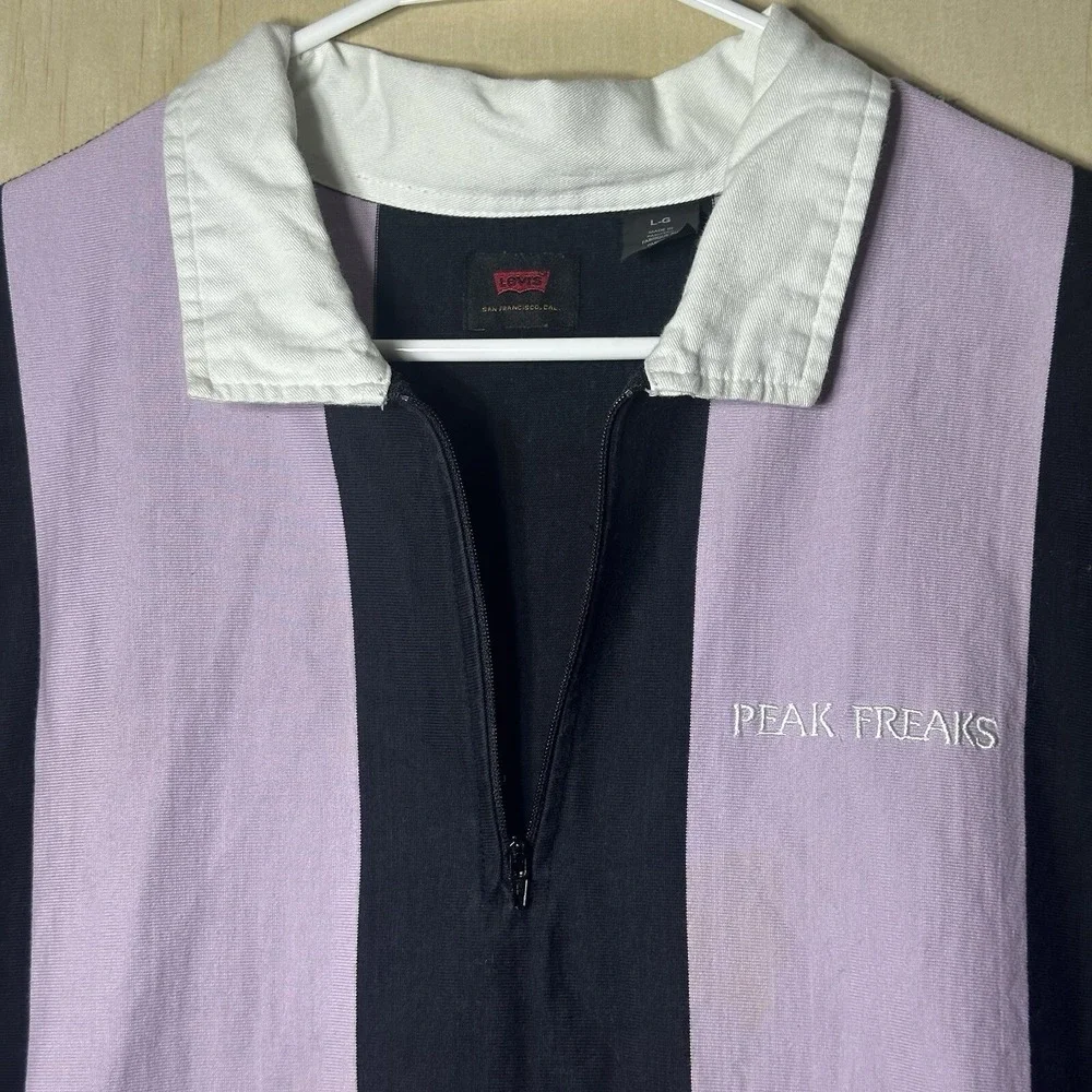 Levis Skate‎ Rugby Long Sleeve Polo Shirt Black Large unique